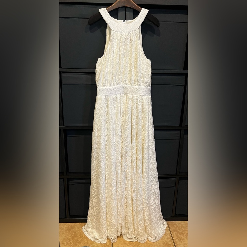 Pinup Girl Clothing Laura Byrnes Maybelle Ivory Lace Maxi Dress Size S NWT